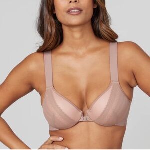 SPANX Bra-llelujah! Illusion Lace Full Coverage Bra Cafe au Lait/ Rose 32DD